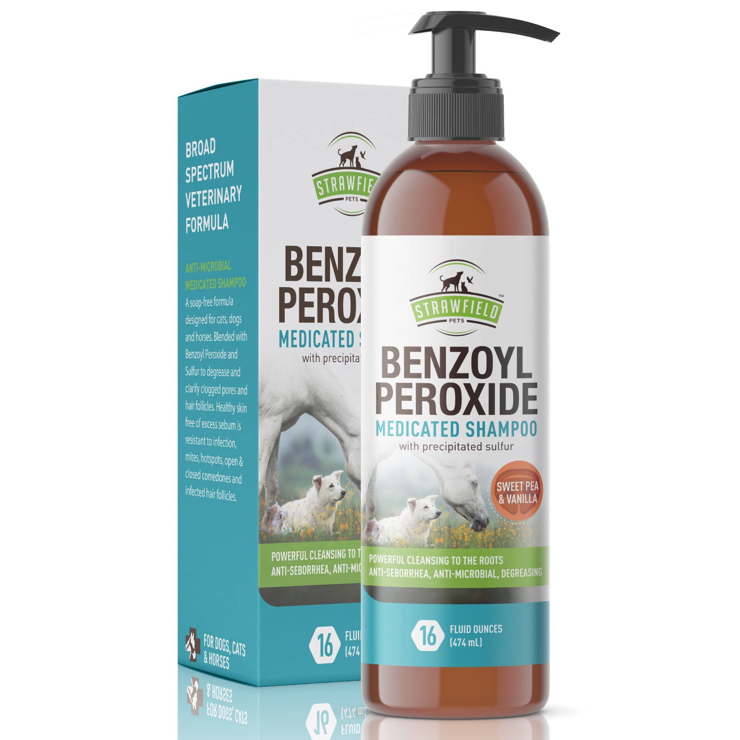 Benzoyl Peroxide Shampoo for Cats Sulfur - 16 oz - Medicated Do - Strawfield