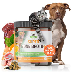 Powdered Bone Broth for Dogs - 120 servings - Chicken Bone Broth, Collagen, Liver with Turmeric