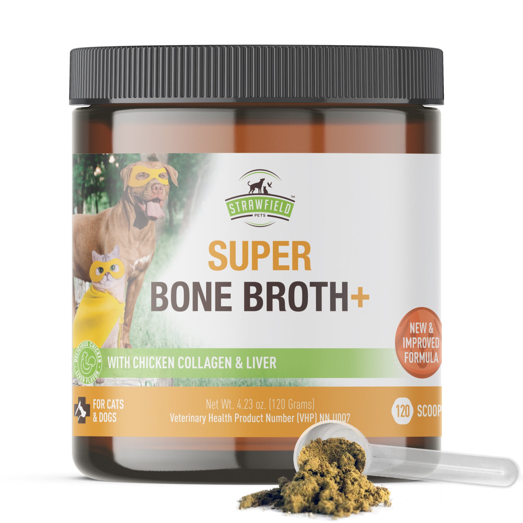 Powdered Bone Broth for Dogs - 120 servings - Chicken Bone Broth, Collagen, Liver with Turmeric