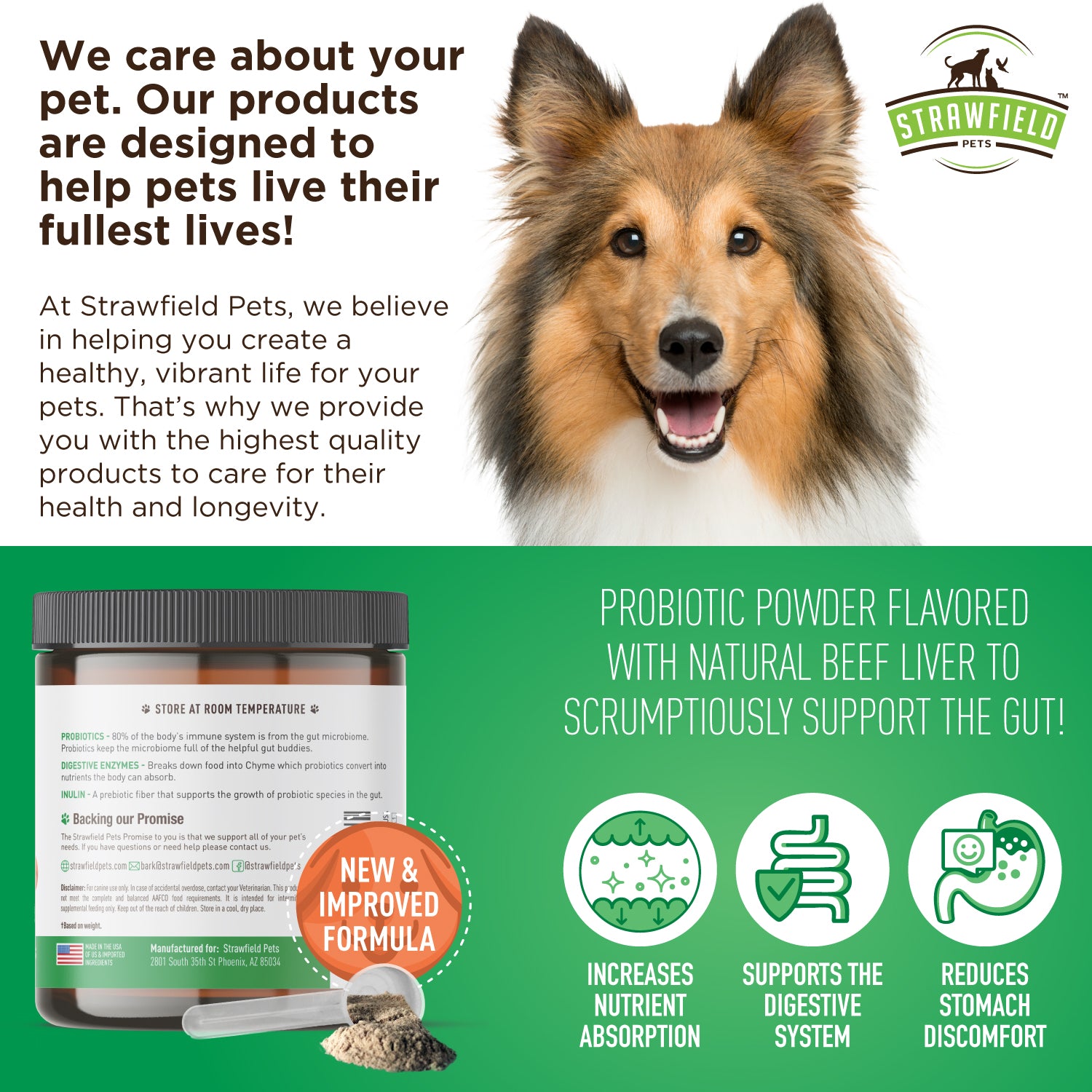 Pre + Probiotic Powder for Dogs - 5 Billion CFUs per scoop - Blended w ...