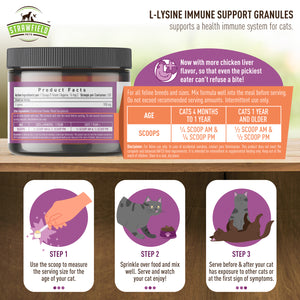 Lysine for Cats - Best L-lysine Powder Supplement - Strawfield Pets All Natural Immune System Support - Helps Maintain Eye & Respiratory Health - 900mg Per Serving - 8oz - Made in the USA