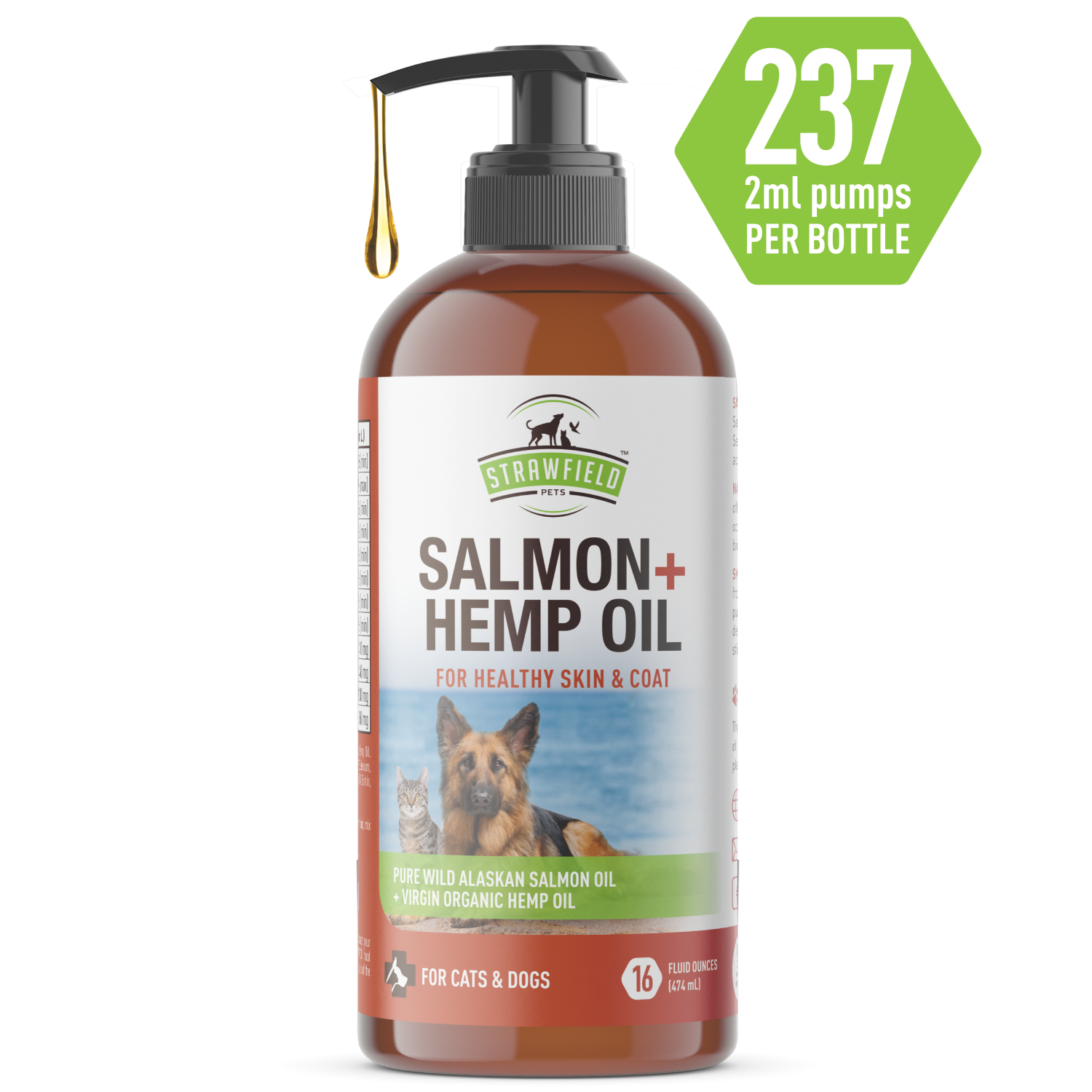 Wild Alaskan Salmon Oil for Dogs Cats Organic COld Pressed