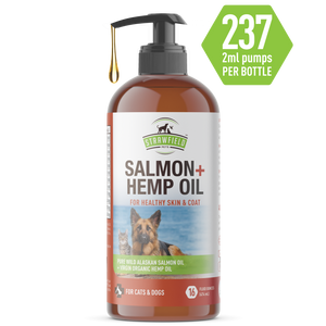 Wild Alaskan Salmon Oil for Dogs, Cats + Organic COld-Pressed Virgin Hemp Seed Oil - 16 oz
