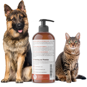 Wild Alaskan Salmon Oil for Dogs, Cats + Organic Hemp - 16 oz - Omega 3 Fish Oil Liquid for Cat & Dog Shedding, Dry Itchy Skin, Healthy Coat, Anti Itch Allergy Relief, Arthritis Joint Supplement, USA