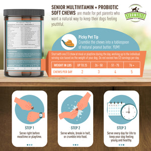 Senior Multivitamins -120 Grain-Free Softchews - Flavor Options!